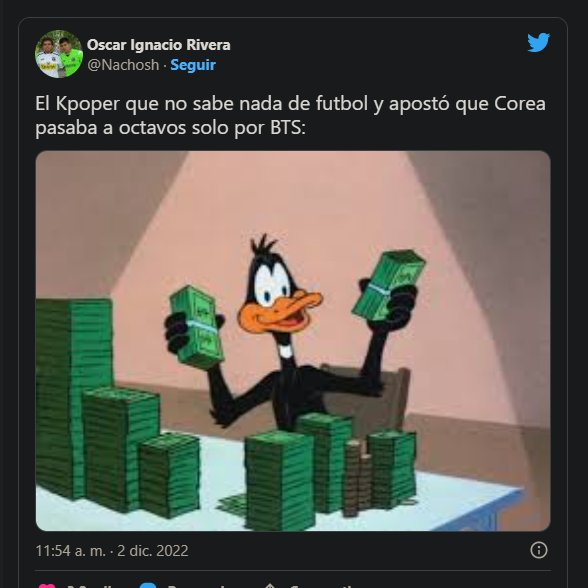 sin_paltas_'s tweet photo. 3. Corea vs. Portugal (2-1)
Corea también vino a competir y a no dejarse ganar. Ojo con sus apuestas que ya nada es confiable 👀🇰🇷
#CoreavsPortugal #9decorea #QatarWorldCup2022 https://t.co/5GWlzc9cKa