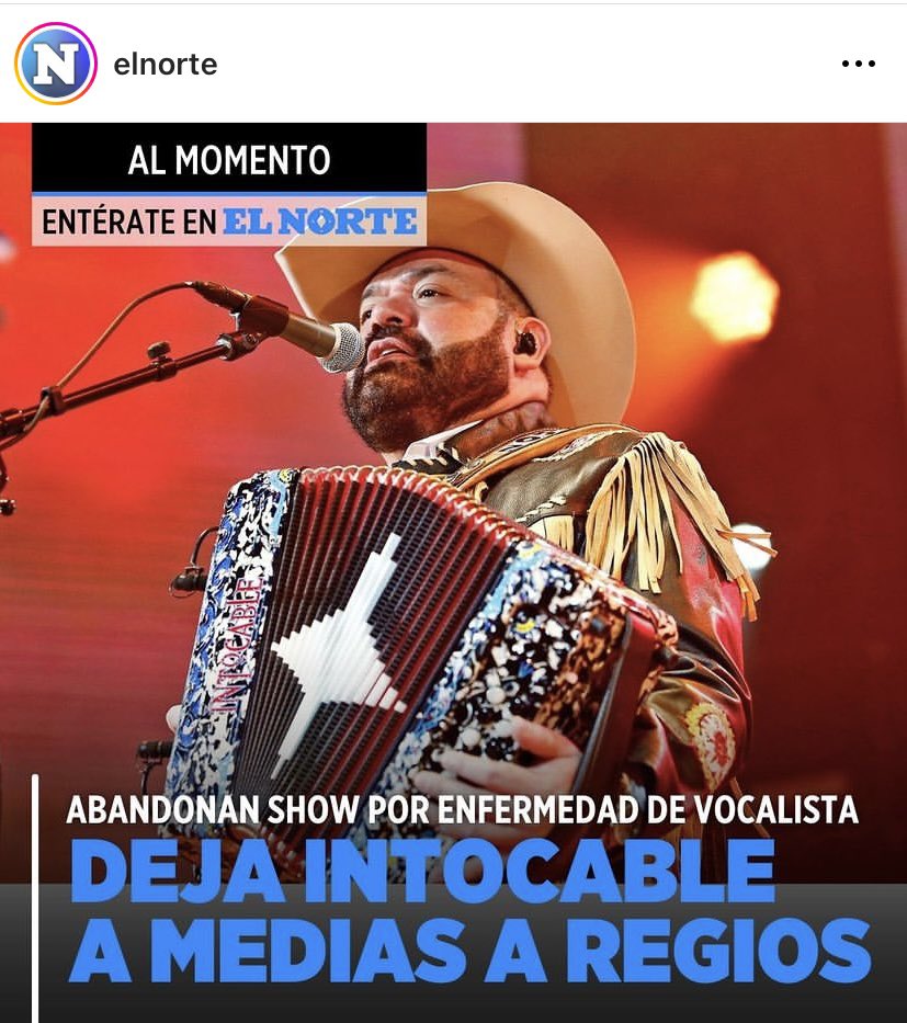 SancadillaNorte's tweet photo. “La neta ando bien puteado de la garganta, la neta, yo no sé si ustedes se la estén pasando bien, pero yo no. Dicen que tome tequila, pero no soy buen tomador y, aparte, estoy tomando medicamento, me voy a poner borracho”, dijo al micrófono Ricky Muñoz, vocalista de Intocable. https://t.co/VJn7mMtwAn