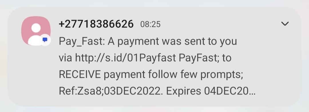 ansiebates's tweet photo. @PayFast I just received this sms https://t.co/2VSRAZNp68
