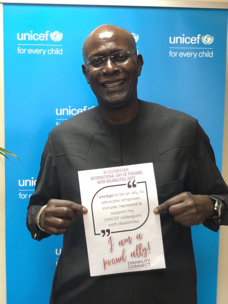 MohamedFall's tweet photo. In celebration of International Day of Persons with Disabilities today, I pledge to be an ally, to advocate, empower, include, represent & support my @UNICEF colleagues with disabilities. I am a proud ally.
#IDPD2022 #DisabilityConnect #NothingWithoutUs#Allies @SR_Disability https://t.co/xjpyzTy7jI