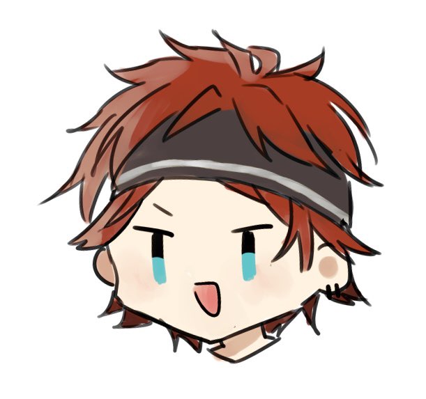 1boy male focus solo white background red hair smile headband  illustration images