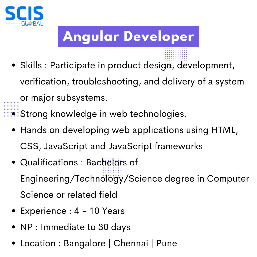 soulfoundorg's tweet photo. We are Hiring....
• Angular Developer
#job #JobSearch #Jobs #javascript #Engineering #anguler #Developer #AngularDeveloper https://t.co/f8OMYQuCrW