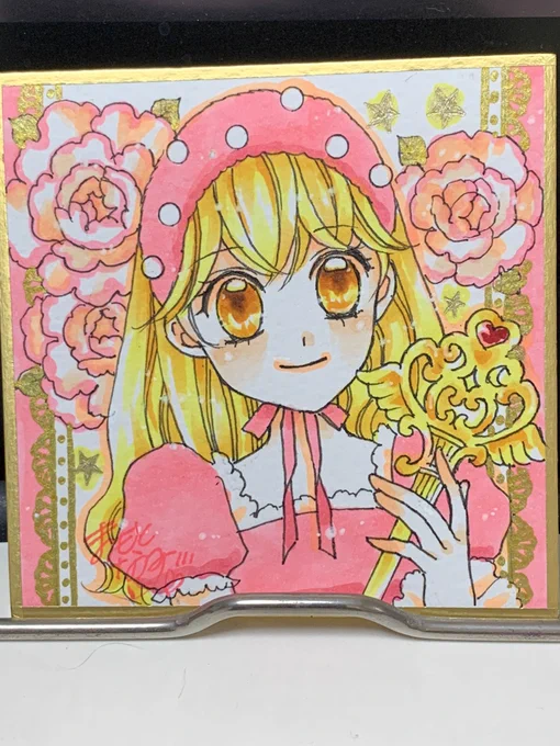 ミニ色紙55まいめ。「アリスから魔法」のありすちゃん。コミックス全2巻は各電子書店で販売中。学園ファンタジーです。読んでみてください 