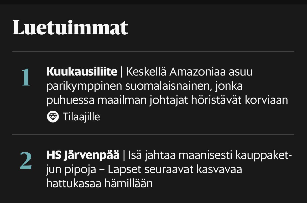 #materialismi luetuttaa ja toivottavasti jatkossakin. Luetuin juttu kertoo materialismin vaikutuksesta mm. sademetsiin ja seuraava juttu sitten itse materialismista. #kuluttaminen <a href="/hsfi/">Helsingin Sanomat</a>