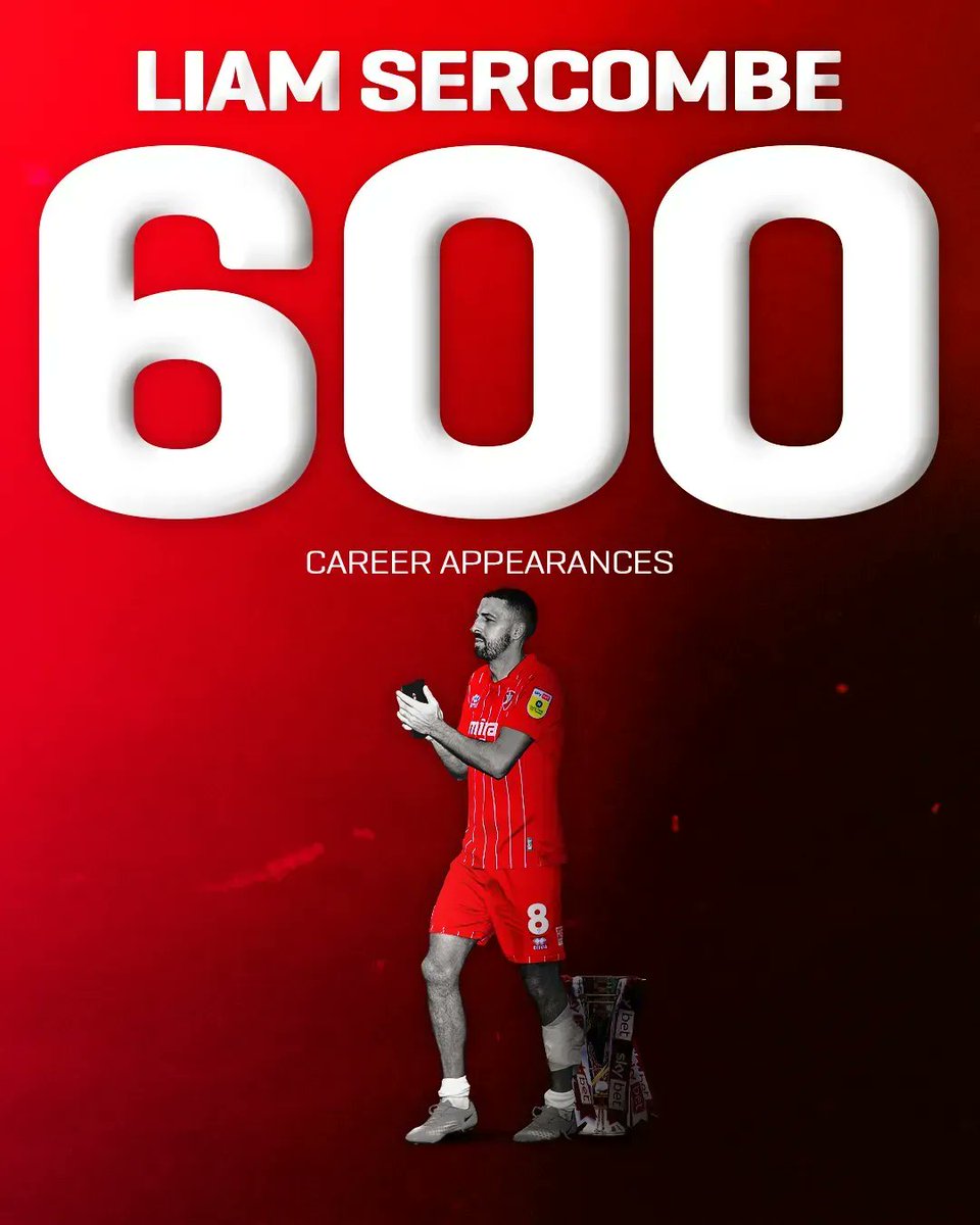 🏆 A massive congratulations to <a href="/SercombeLiam/">liam sercombe</a> for hitting 6⃣0⃣0⃣ professional appearances #ctfc