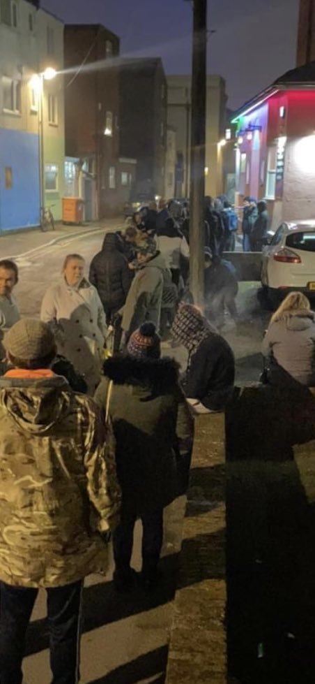 daveatherton's tweet photo. Illegal migrants relaxing after dinner. Blackpool's homeless queuing at a soup kitchen. https://t.co/KR4QZuJ2I9