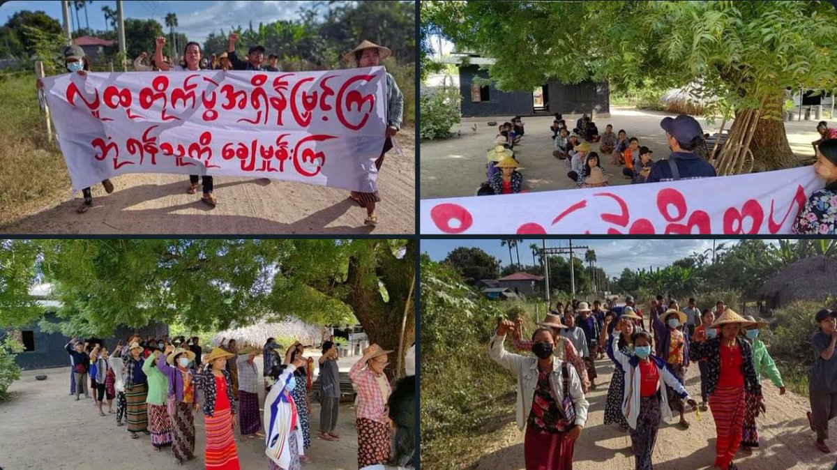 TTFR__Myanmar's tweet photo. Joint forces of pro-democracy villagers of several villages from northern Salingyi township and eastern Yinmarbin township staged a strike against military dictatorship.  #2022Dec3Coup #WhatsHappeningInMyanmar https://t.co/j3PiewyuDY
