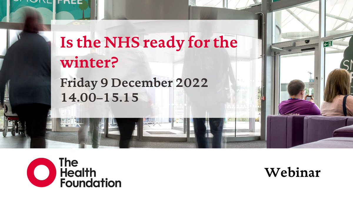 Is the NHS ready for the winter? Register for our webinar with @AnitaCTHF, @dramarshah @gemmatetlow, @hazelsummers and chair @RThorlby who will explore the state of the health and care system in England 👇 thehealthfoundation.zoom.us/webinar/regist…