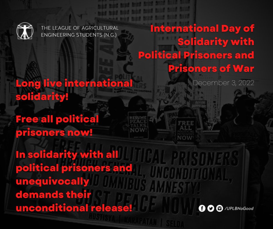 UPLBNoGood's tweet photo. On this day, let us not forget about the 🌍 International Day of Solidarity with Political Prisoners, Prisoners of War, and Political Exiles.🕊️ https://t.co/jgdCHIWNrh