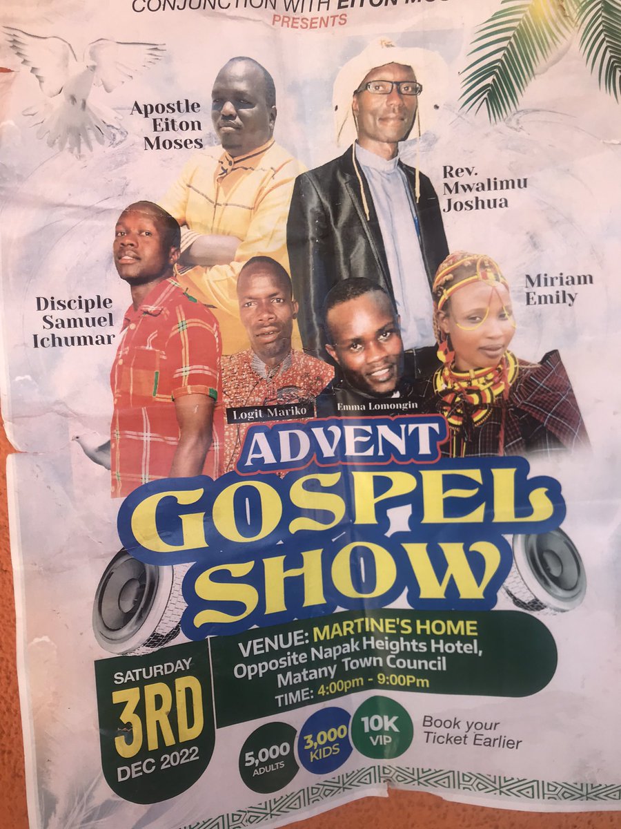 Kamoxy2's tweet photo. #MATANY
Happening today,#Gospel Artists from parts of Karamoja will be performing live in #MATANY.
#EITON MOSES and others will be entertaining . @popbeny ! https://t.co/IRxIP4fpwv