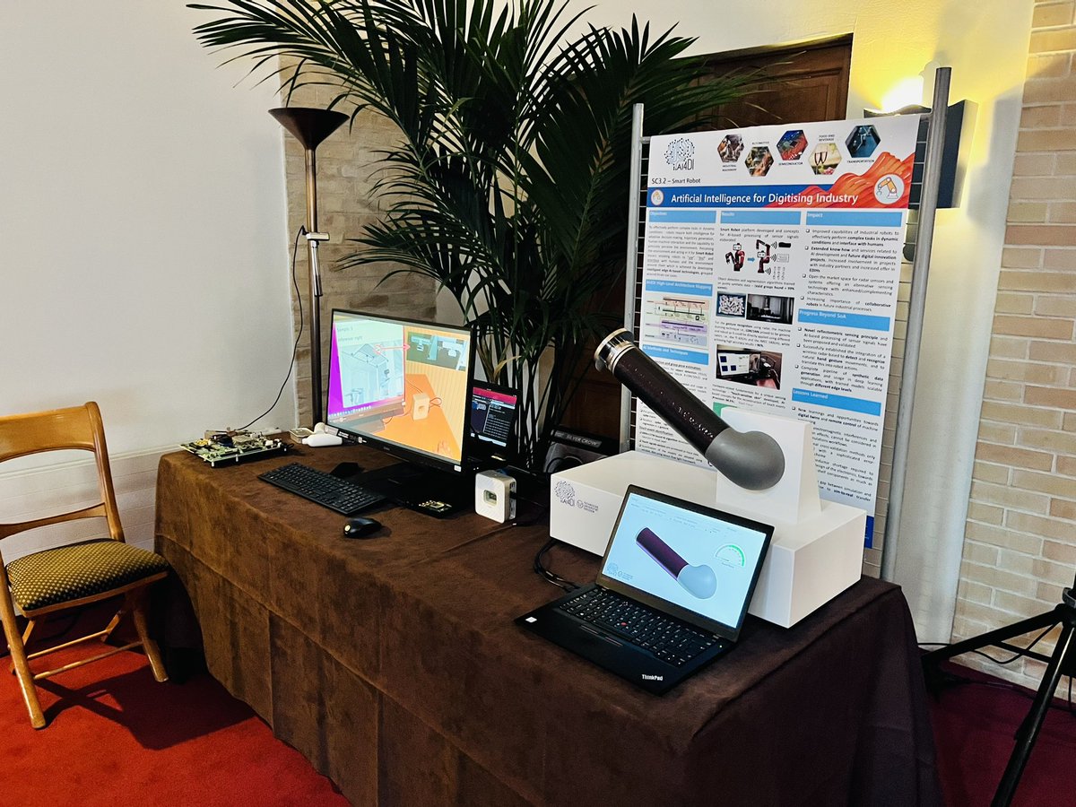 AdiJoyia's tweet photo. Team of ZIH &amp; ILK TU Dresden presented demo at Reims, France 

🦾 This demonstrator addresses challenges in enabling robots to «see», «feel», and interface with humans and the environment around them @Sca_DS @zih_tud 
#AI4DI #ECSELJU #KDT #AI #edge https://t.co/HijeRVkSh1