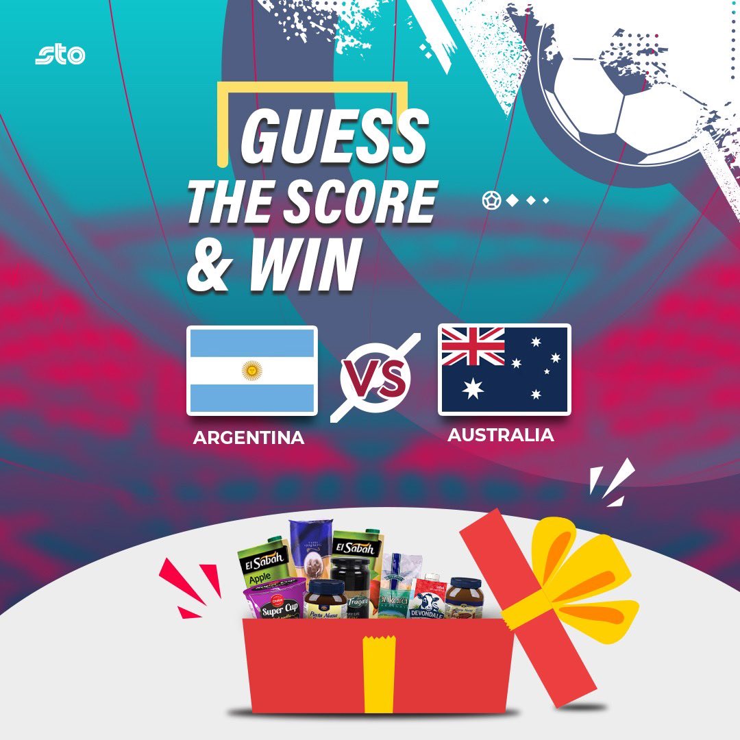 stopcmv's tweet photo. Guess the score & win a #GiftHamper ๐๐
Argentina vs Australia - 4th Dec 2022
Be sure to reply your predictions before kickoff 00:00hrs. A #RandomWinner will be selected among the correct score predictions.
Note: Entries accepted from Facebook & Instagram as well! https://t.co/40ViYZ3R9C