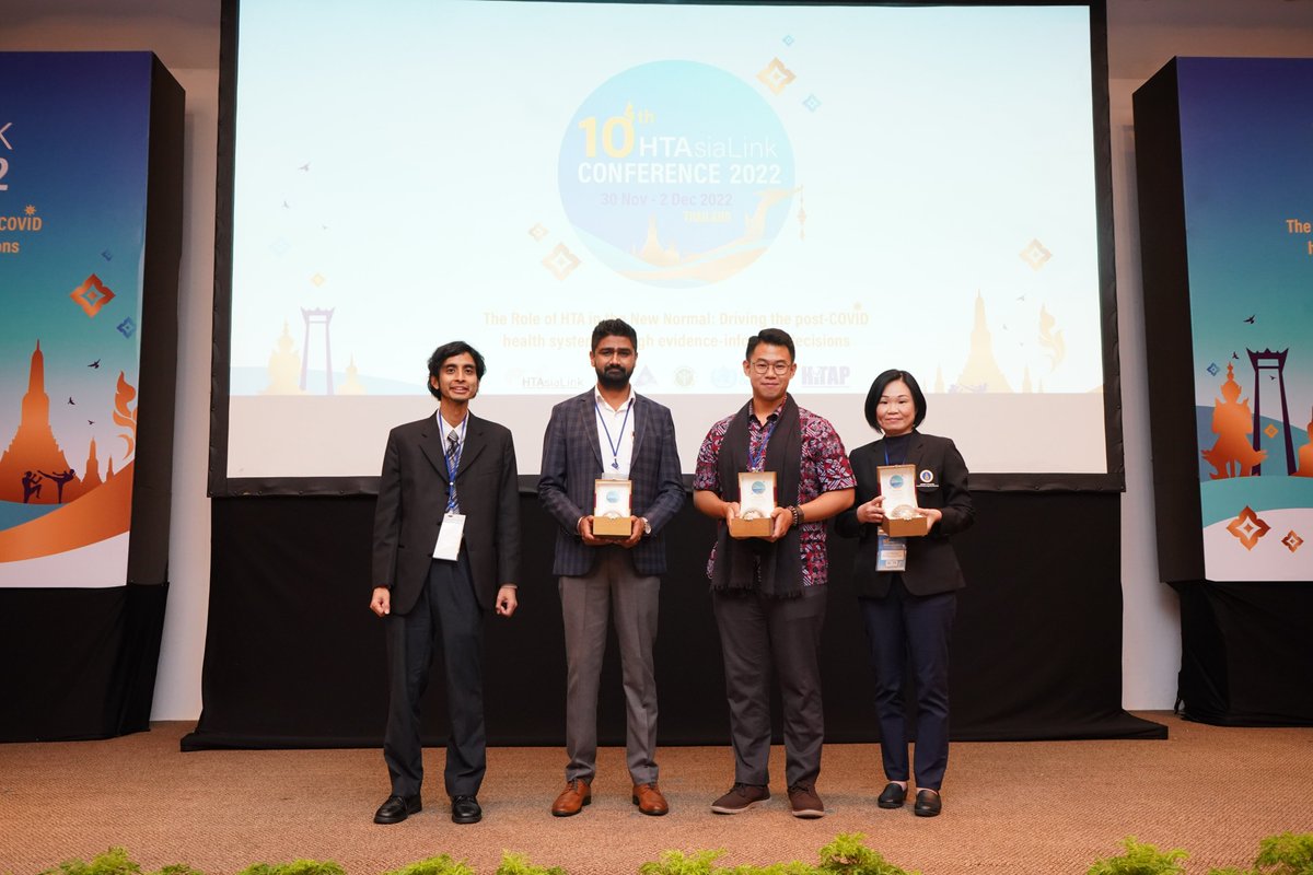 HITAP_Thailand's tweet photo. Other track (Evidence synthesis, systematic review, data science, real-world evidence):
🥇Gaurav Jyani, Postgraduate Institute of Medical Education and Research (PGIMER), India
🥈Rozar Prawiranegara, Management Sciences for Health, Indonesia
🥉Tanawan Kongmalai, @MahidolU https://t.co/deN9DUVjFB