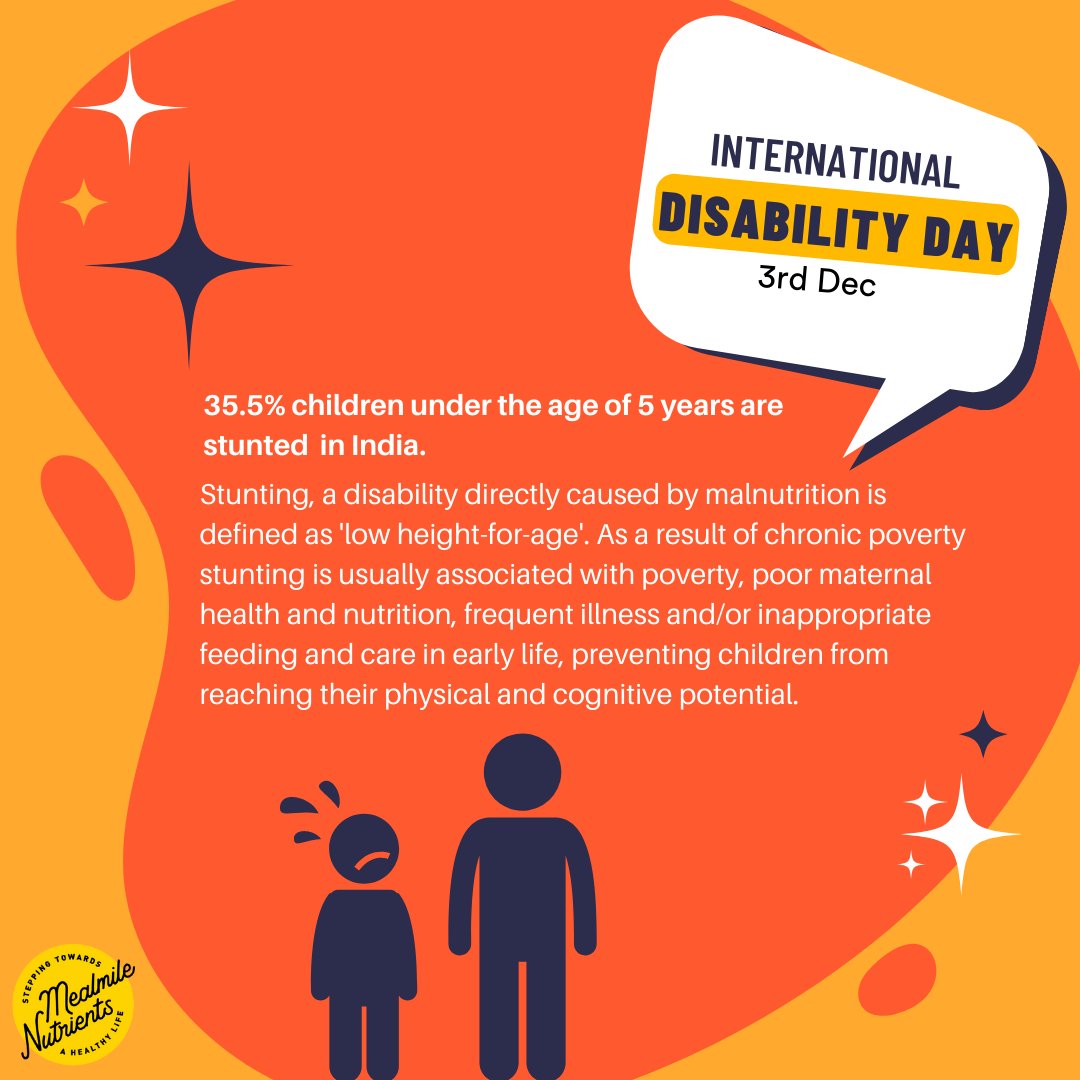 -International Disability Day-

Along with being a fatal threat, malnutrition also causes disability in the forms of stunting and wasting. #MealmilePoshanShakti with a blend of taste and nutrition of essential vitamins and minerals helps #fightmalnutrition and #preventdisability