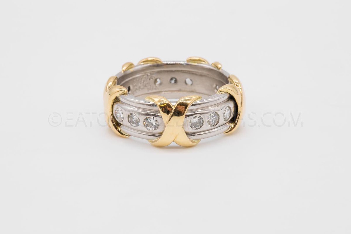 eatonsgoldsmith's tweet photo. A Recent Commission Handmade by Paul - A Stunning Platinum &amp; 18ct Yellow Gold Kiss Overlay Diamond Set Eternity Ring.

#eatonsgoldsmiths #bespoke #handmade https://t.co/I7zfeoH8Ho