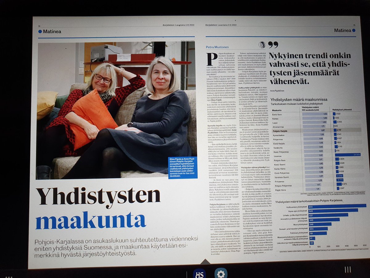 #yhdistykset #järjestöt ovat merkittävä voimavara maakunnissa! <a href="/KarjalainenFi/">Sanomalehti Karjalainen</a> @pksotu <a href="/SOSTE10/">SOSTE Suomen sosiaali ja terveys ry</a> @merjamakisalo <a href="/MikkonenKrista/">Krista Mikkonen</a> @AnuVehvilainen @HannaHuttunen1 <a href="/LauraMeriluoto/">Laura Meriluoto</a> <a href="/eijakoivuranta/">Eija Koivuranta</a> <a href="/HahlWeckstrom/">Anita Hahl-Weckström</a> <a href="/MarkusHirvonen/">Markus Hirvonen</a> <a href="/pkliitto/">Pohjois-Karjala</a> <a href="/JuhaPeltosalmi/">Juha Peltosalmi</a> @MaaritaM <a href="/riittasarkela/">Riitta Särkelä</a>