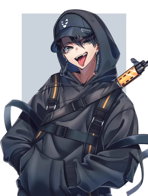 久しぶりにアイコン変えました!ブラックコーデいいよね絵 