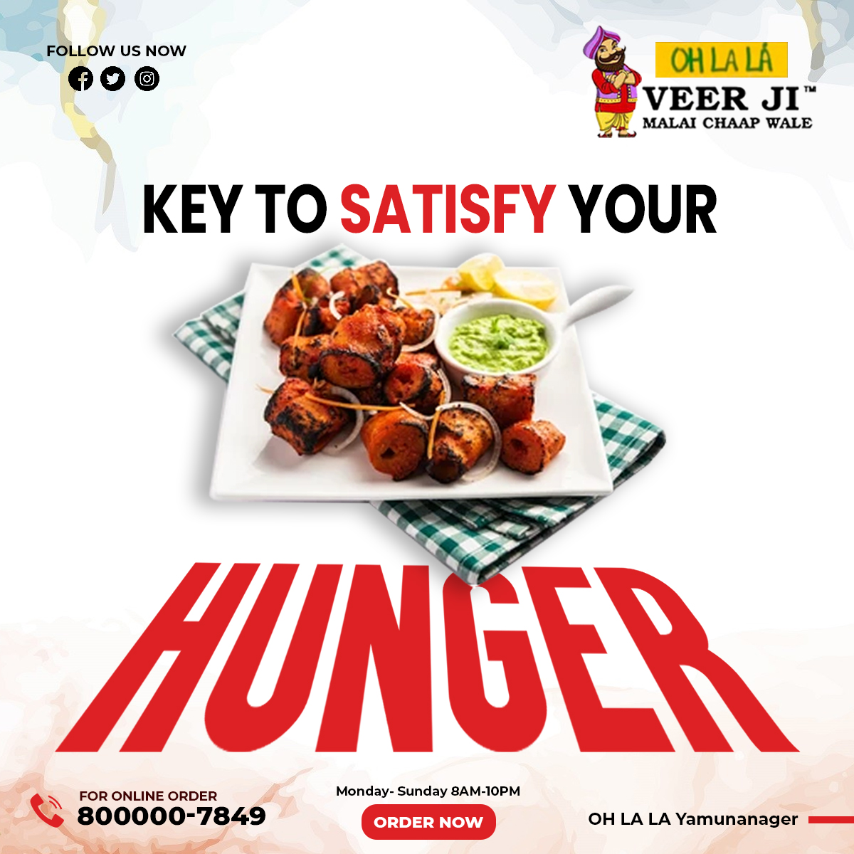 It's time to stop your hunger...The key to delighting your hunger is a cheap treat...

To explore more, please 😍Visit us for food👇👇
@ChaapWaley

📞For online food & delivery - 8000007849

#veerjimalaichaapwale #satisfaction #hunger #yamunanagar #jjagadhri #malaichaap
