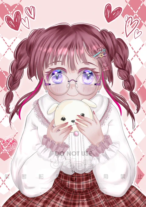 「ねぇねぇ見て!この子(ポーチ)可愛いでしょ?」初めての手作りポーチが嬉しい女の子眼鏡有り、無しどちらの方が可愛いかアンケートをリプにてしております。結果の良い方をココナラのポートフォリオにします。参加よろしくお願いします #illustration #イラスト #創作イラスト 