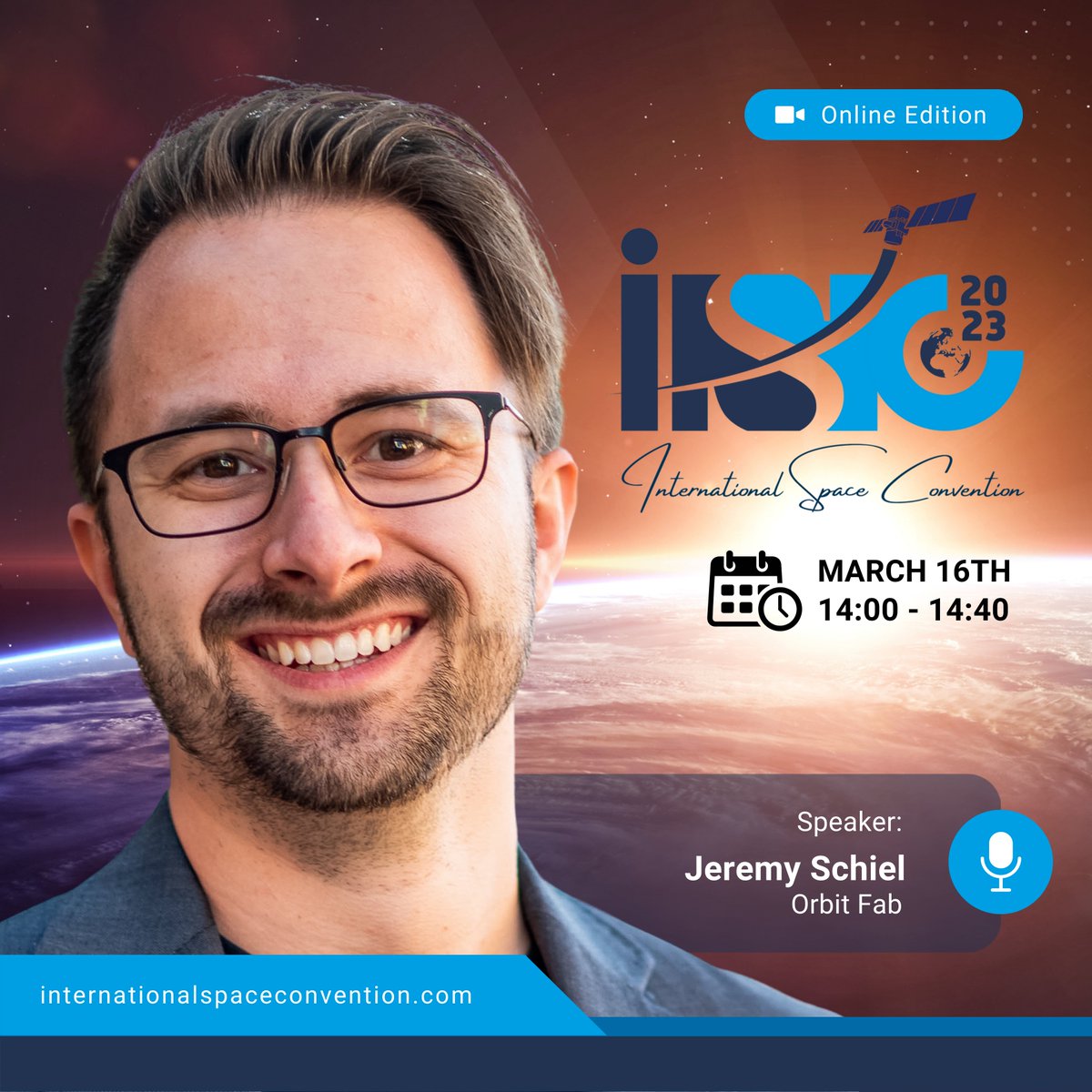isconvention's tweet photo. Hear @JeremySchiel speak on the panel discussion - "Space Junk: Creating a Sustainable Space Ecosystem" - at the International Space Convention 2023! 👉 https://t.co/kkfv7hJytH
#ISC2023 #SpeakerAnnouncement #JeremySchiel #OrbitFab @OrbitFab https://t.co/vaSwjBXZ0l