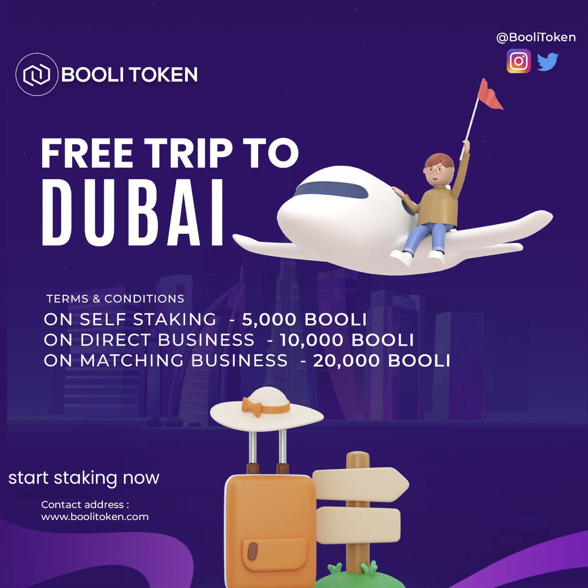 BooliToken's tweet photo. With booli stake you can win a free trip to dubai.

#boolitoken #crypto #cryptocurrency #blockchain #blockchaintechnology #web #digitalcurrency #nft #cryptocurrencies #blockchainnews #newtoken #token #coin #bitcoin #boolitoken #contestgiveaway #giveaway #cryptogiveaway #cryptofun https://t.co/dhQJn5wCra