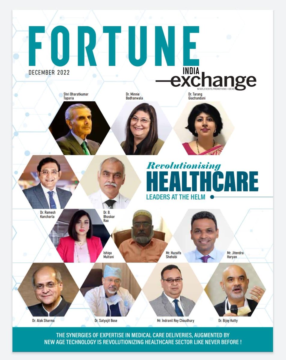 SAGARHOSPITALS's tweet photo. Fortune India, December 2022 issue covered a special feature of revolutionary leader Ms. Ishiqa Multani, President, Sagar Hospitals, as she discusses the role of big data analytics for value-based care in India.
#IshiqaMultani #President #FortuneIndia #SagarHospitals #India https://t.co/SNC0MLDidv