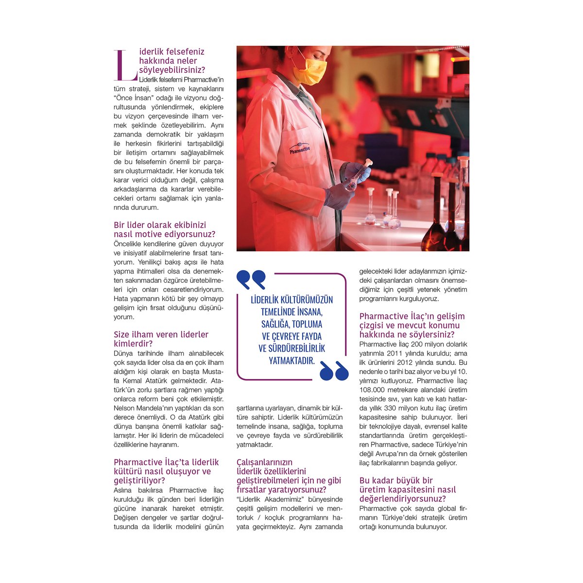 SayaHolding's tweet photo. Liderlik felsefesini insana odaklanarak ilham vermek olarak belirten grup şirketlerimizden Pharmactive CEO’su Yunus Sancak, yeni nesil liderlik kültürünü ve Pharmactive’in gelişim çizgisini Workshop dergisine anlattı. #SayaGrup #GüçlüDeğerlerGüçlüGelecek #Pharmactive https://t.co/22mKxh9nq8