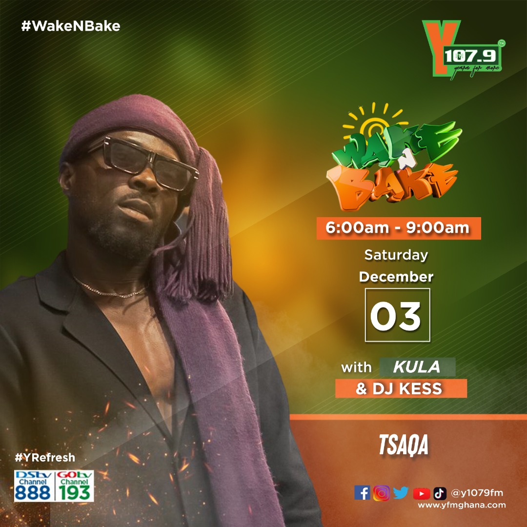 Y1079FM's tweet photo. .@TsaQa_Official will be joining the show #WakeNBake to chit Chat with @kulaGH x @DjKessGh x @AustinmilMiller. Tune in now!! ⚡️⚡️📻 https://t.co/JiYFxOKt3C
