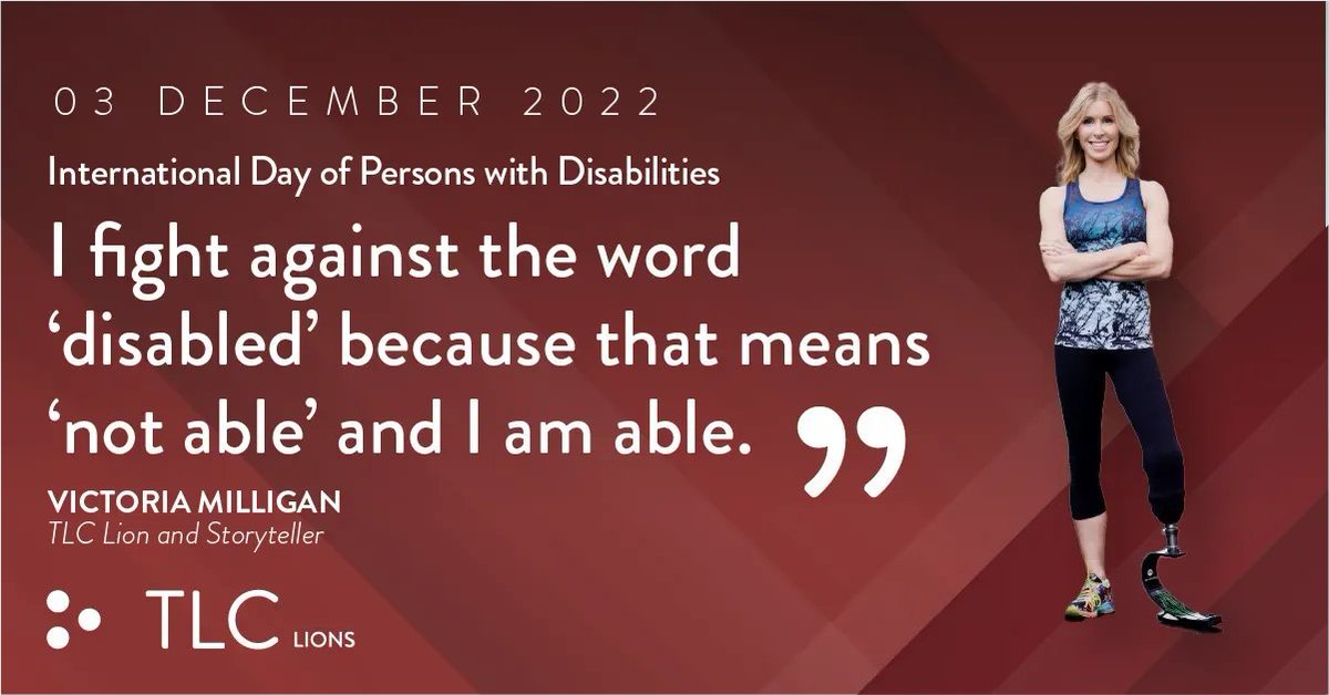 Today is #InternationalDayOfPersonsWithDisabilities &amp; we're celebrating inspirational Lion, Victoria Milligan, who uses her story of courage in the face of adversity to challenge perception!

View her bio: buff.ly/3OOATyg