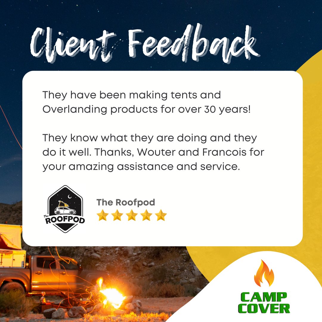 Feedback is the kind of stuff we love to see, and nothing makes us happier than a happy customer 😊⠀

Thank you for the kind review @the_roofpod

#campcover #feedback #clientreview #madeinsouthafrica #qualityinthedetails #storagesolutions