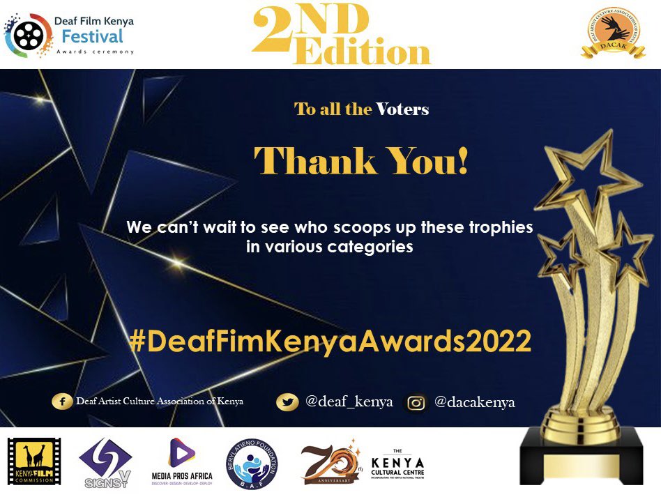 deaf_kenya's tweet photo. Thank you for your vote for these nominees of the beautiful model contestants and beauty fashion photographers in the film category.  #DeafFilmKenyaAwards2022 https://t.co/Bs07n2Wkqj