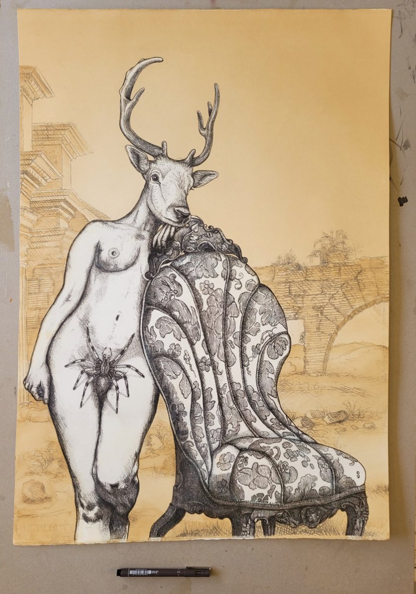 Deer Me: self portrait 2022. The cover piece to my Tales by Gaslight series. nikimcqueen.com/portfolio/tale… #WorkinProgress This is one of 3 large pieces I hope to finish before I lose my studio home in Jan. When the uncertainty is overwhelming, I am blessed to have #art as my anchor