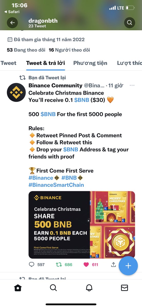 Dragonbth's tweet photo. @Binance_CM 0x757a64588b7c884469443994FBca1D1eC546283c @NguyenTuanbdbp @DatPhamTuan2 @NhuNguy25814560 https://t.co/NmgWEAXrZC