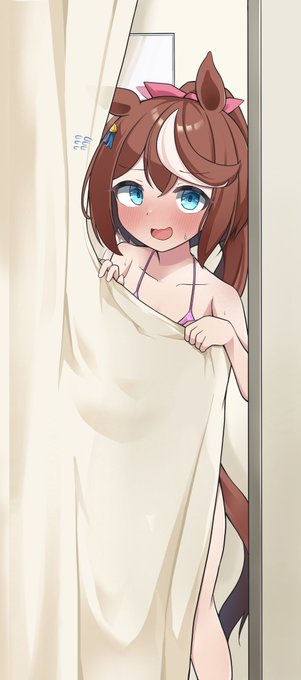 いつもよりオトナな水着を着たはいいけど恥ずかしくなって試着室から出られないテイオー
#ウマ娘 