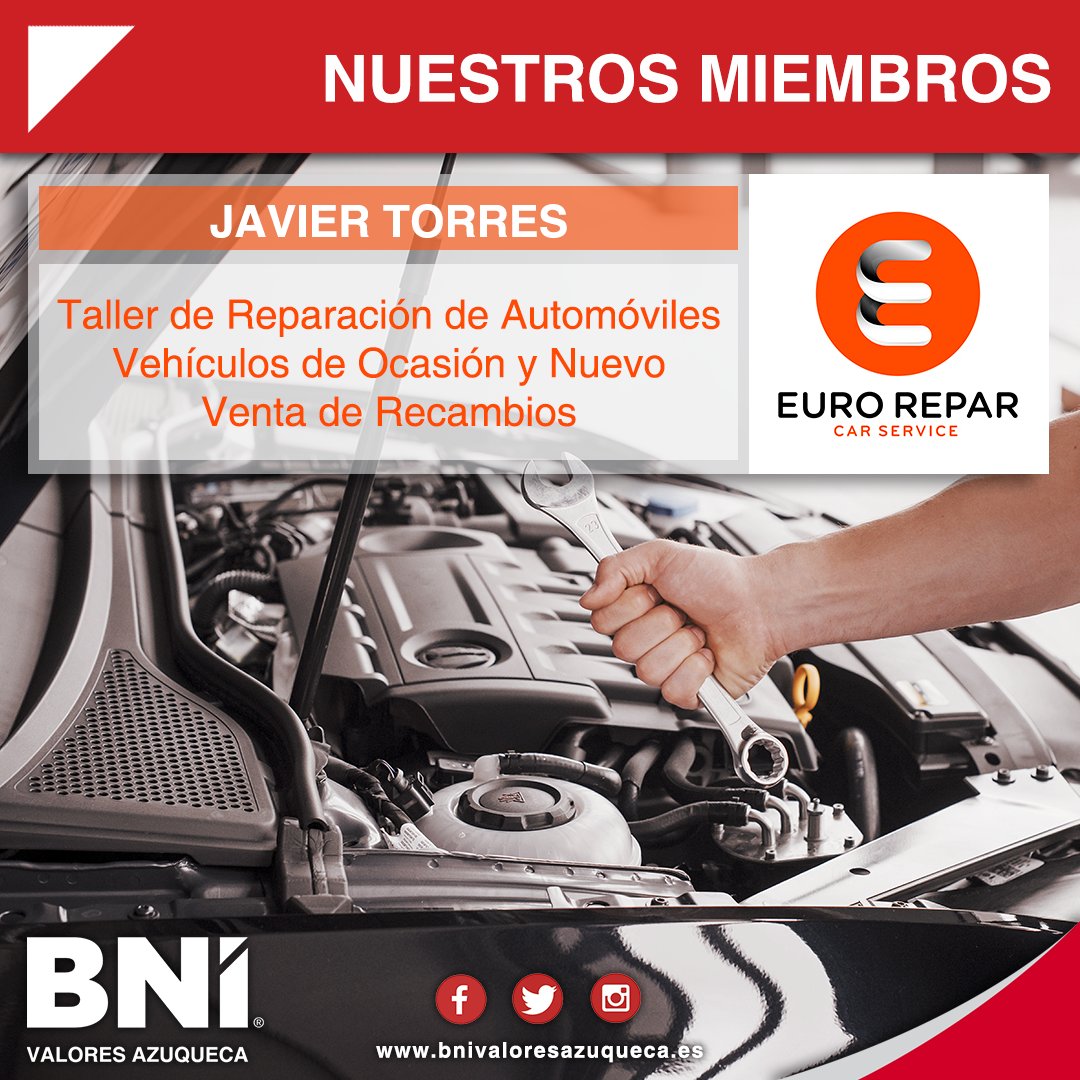 BniValoresAzu's tweet photo. #NuestrosMiembros
Hoy os presentamos a Javier Torres de #FusiónMotorsol, nuestro #taller mecánico multimarca y punto de #venta de vehículos nuevos y de ocasión para particulares y empresas.
▶https://t.co/jmj8sCR3g6
#SéValores #NetworkingAzuqueca #OtraFormaDeHacerNegocios https://t.co/MI3hwAHnoJ