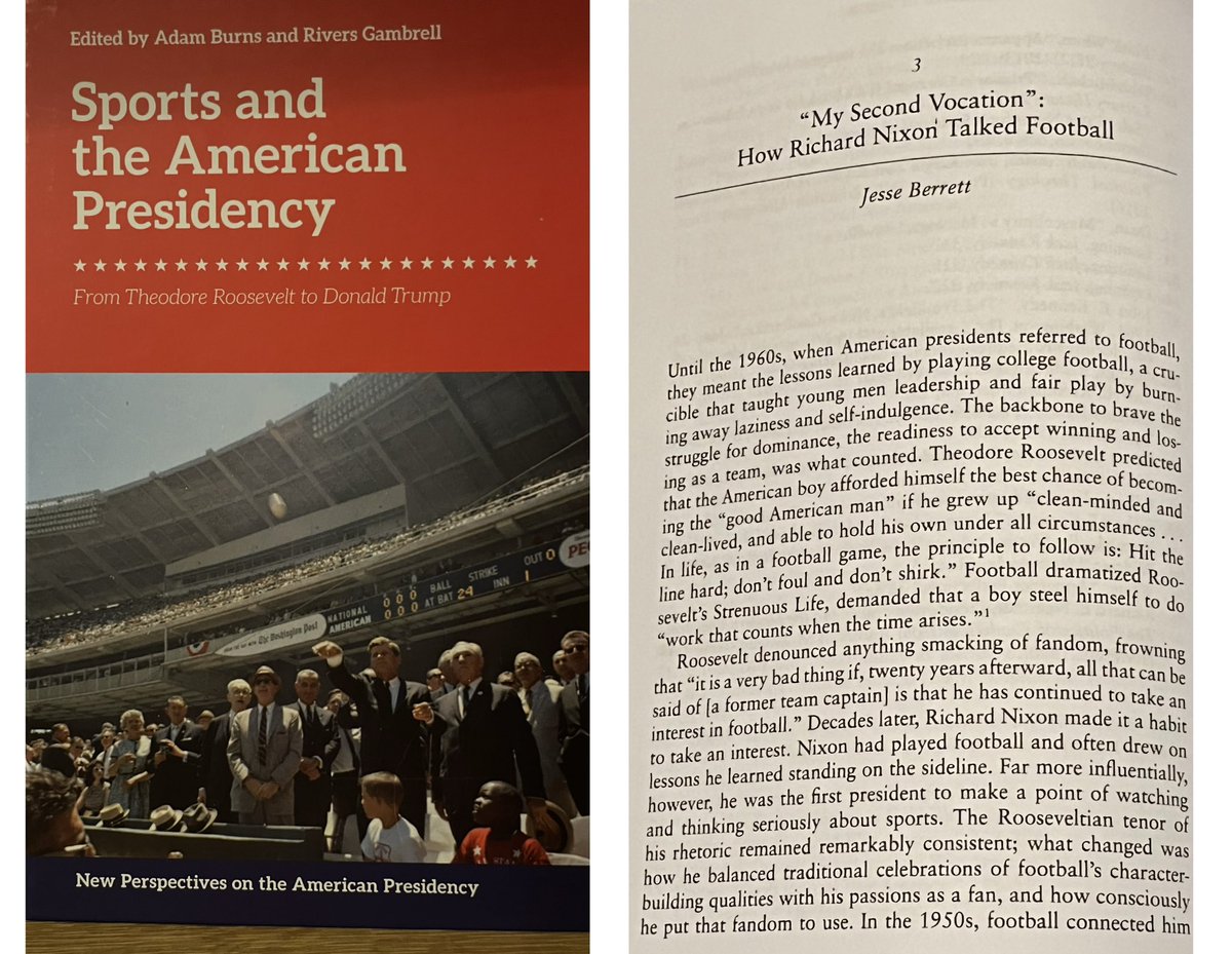 Next, Chapter 3 sees <a href="/JesseBerrett/">Jesse Berrett</a> explore how President Nixon used his playing experience and encyclopaedic knowledge of football (🏈 not ⚽️) as a political tool #twitterstorians #sportshistory <a href="/NixonLibrary/">RichardNixonLibrary</a>