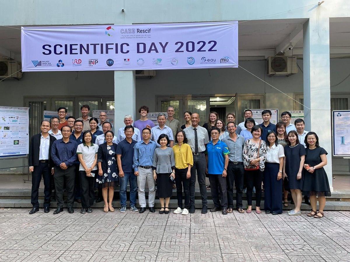 BaduelChristine's tweet photo. Celebration of the anniversary of the International Joint Laboratory LECZ-CARE in HCMC, Vietnam. All about WATER: Fate and impact of emerging contaminants, Hazard in coastal zones, Vulnerabilities of water resources, Water treatments. Great talks, fruitful collaborations @ird_fr https://t.co/Y6DLAeyXMt