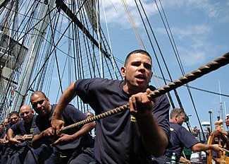 CruiseJipe's tweet photo. In sailing, a #halyard or #halliard is a line (rope) that is used to hoist a ladder, sail, flag or yard. The term halyard comes from the phrase "to haul yards". Halyards, like most other parts of the running rigging, were classically made of natural fibre like manila or hemp. https://t.co/odM09ddf5J