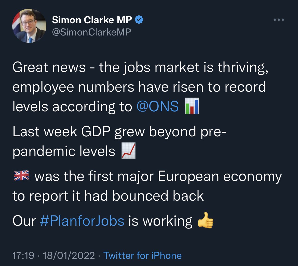 @SimonClarkeMP If your party keeps promising a “high wage, high skill” economy over and over again, don’t complain when workers eventually want it.

Besides, didn’t you say the “#PlanForJobs is working”. What happened? 🤷‍♂️