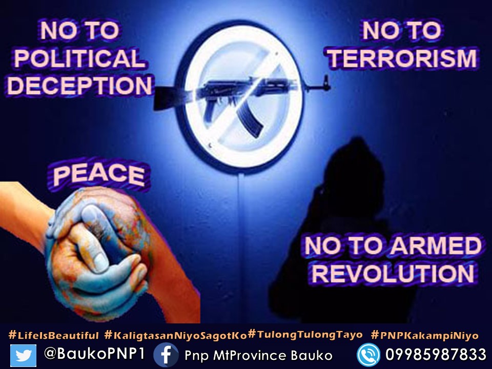 PNPBauko1's tweet photo. Talna ken kapya ti kayat iti tunggal maysa "PEACE"
--Stop Armed Struggle--
#supporteclip
#π³ππππππ©ππππππππ
#π»ππππππ»ππππππ»πππ
#PNPKakampiNyo https://t.co/kNW5rZa5We
