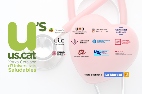 UPFBarcelona's tweet photo. Tota la xarxa #USCAT d'universitats saludables de Catalunya volem contribuir a recaptar fons per 
@la_marato  de @tv3cat , dedicada a les malalties cardiovasculars. Ens hem marcat un objectiu de 10.000€

Ens ajudes?🙏

Fes la teva contribució aquí👉 https://t.co/Z3YT8Zpa68 https://t.co/3Kz1lUv0oP
