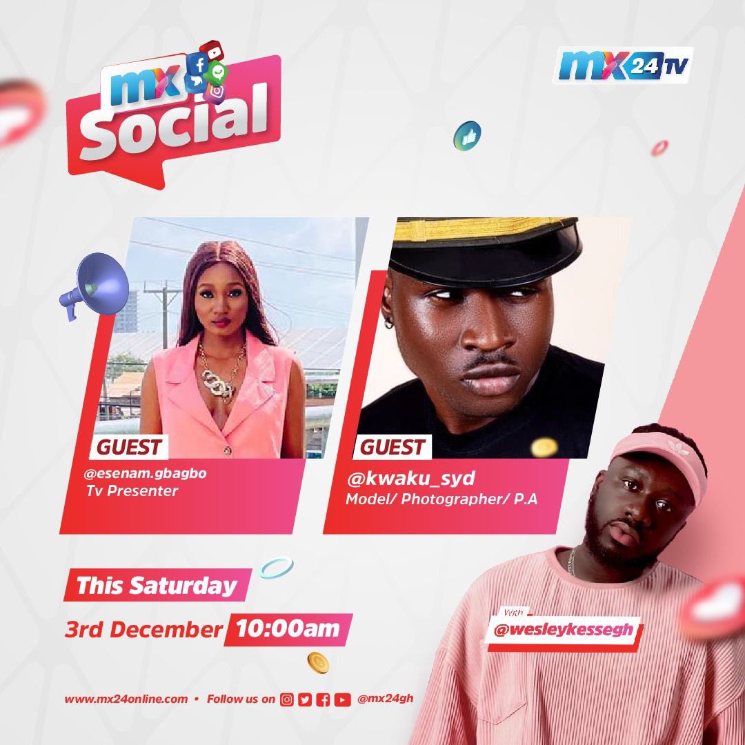 mx24gh's tweet photo. What a week it’s been. Join @wesleykessegh and guests #esenamgbagbo #kwaku_syd break down all the trending stories on social media. Don’t miss it.
#mx24gh #funfearlessfactual #MXSocial https://t.co/0Q4XfHylNN