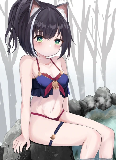 キャルちゃんと山の中にある秘湯行く絵です #プリコネR 