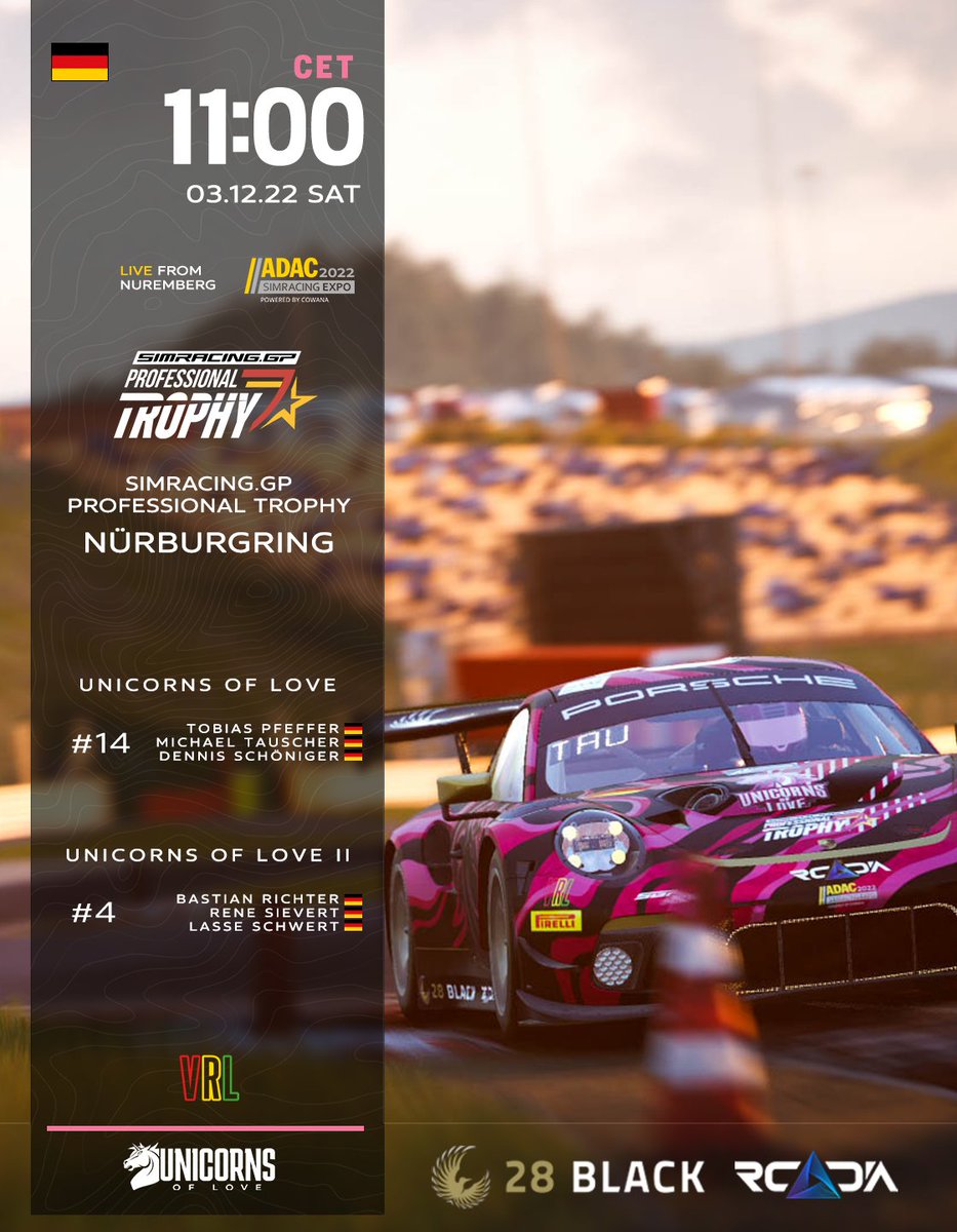 uol_simracing's tweet photo. #ProTrophy 🇩🇪 The season finale is driven LIVE from our booth at the @SimRacingExpo in Nuremberg! 🔥 Both of our cars are using the simulators of @racing_lounge.
You don't want to miss it.💢

🕘 11.00 CET - #thinkpink 🦄
🎙 LIVE: https://t.co/w8VcnDXmud https://t.co/5jAHKJ9RhS
