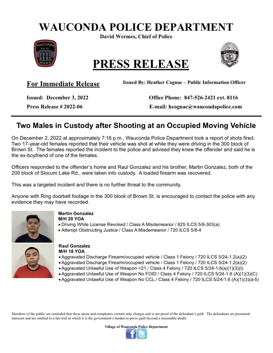 WaucondaPD's tweet photo. Please see the attached press release. #WaucondaPD https://t.co/kSLXqMoXOP