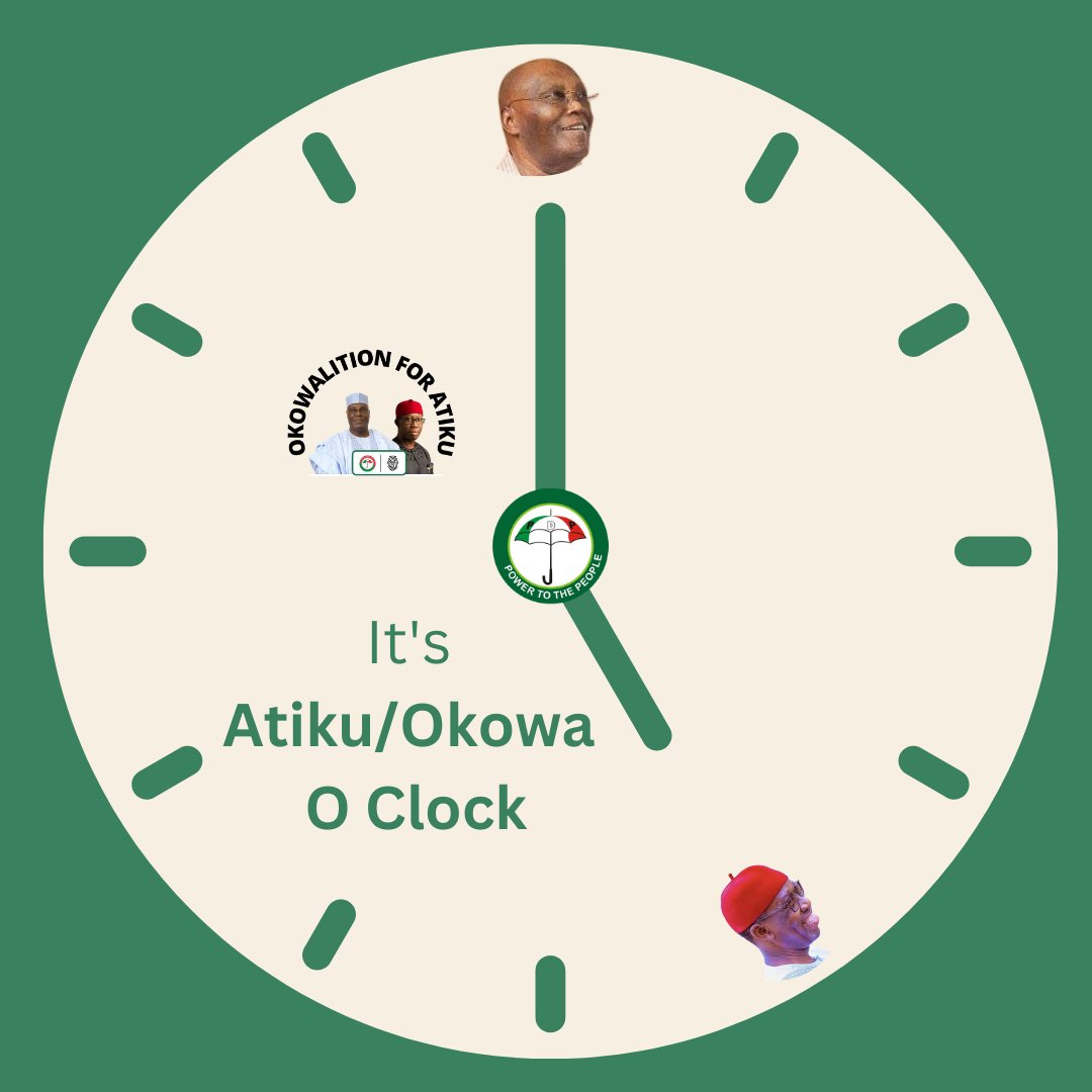 Okowalition2023's tweet photo. There's a time for everything.. it's time for the right leaders to take on the mantle of leadership. It is Atiku/Okowa O'clock..Nigeria shall be recovered. 

#Okowalition #AtikuOkowa2023 https://t.co/DRGNuM7uoS