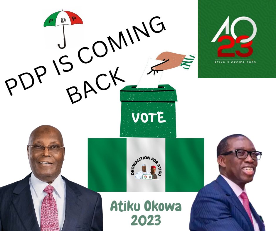 Okowalition2023's tweet photo. Atiku/Okowa are on their way to ASO Rock. Detractors are getting desperate, throwing everything at the winning team hoping to tarnish their reputation, but @atiku and @IAOkowa are waxing stronger. Nigerians won't be fooled again.

#Okowalition #AtikuOkowa2023 https://t.co/12r7AyUy9p