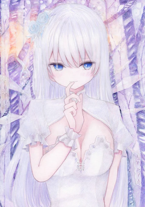 氷の少女 #オリジナル #アナログ #色鉛筆 #透明水彩  