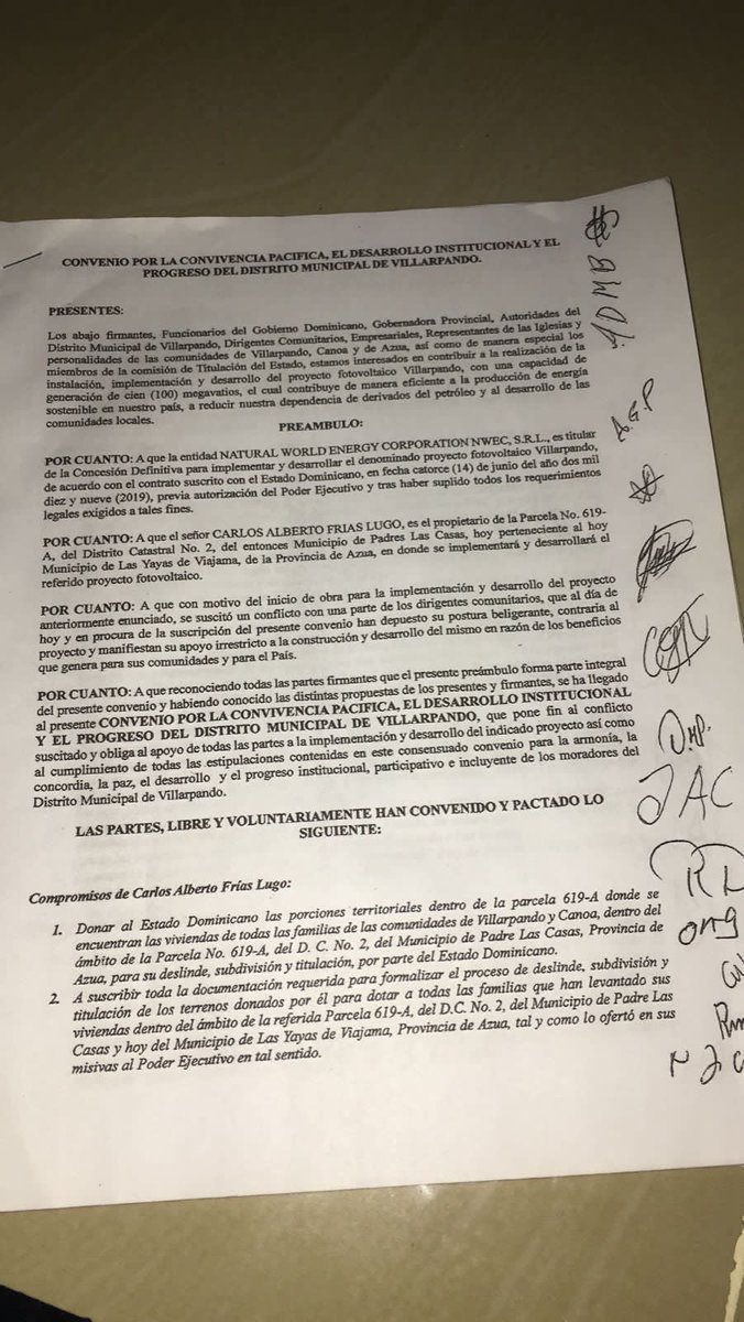 nrconersa's tweet photo. He aquí el acuerdo de marras, intimidatorio, ilegal que Carlos Frías, apoyado por sus aliados del gobierno y las personas de la comunidad que ha logrado intimidar a fuerza de represión policial y judicial https://t.co/zqcgQ6pzjL