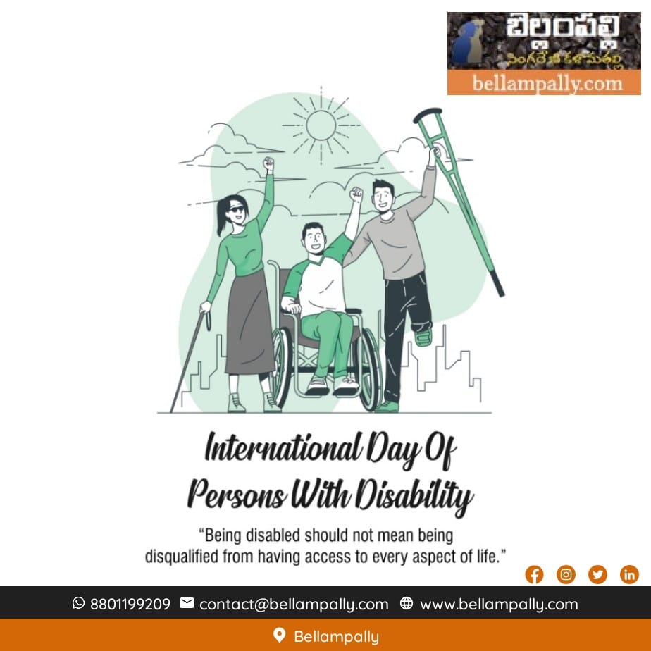 CityBellampally's tweet photo. Happy International Day of Persons with Disabilities !!

All of us are equal and therefore, we all must be treated equal. Let us treat people with disabilities at par with the rest of the population.

#DisabilitiesDay #DisabilityRights #bellamapally https://t.co/6gXDLNbIEH